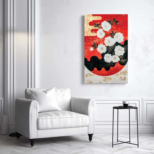 Peonies in Crimson and Gold